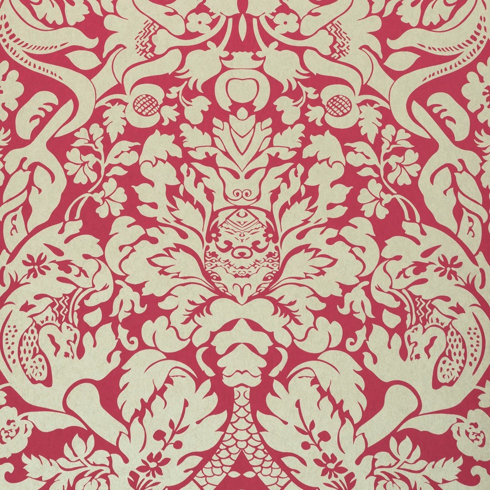 Valentina Wallpaper W0088 07 by Clarke and Clarke in Raspberry